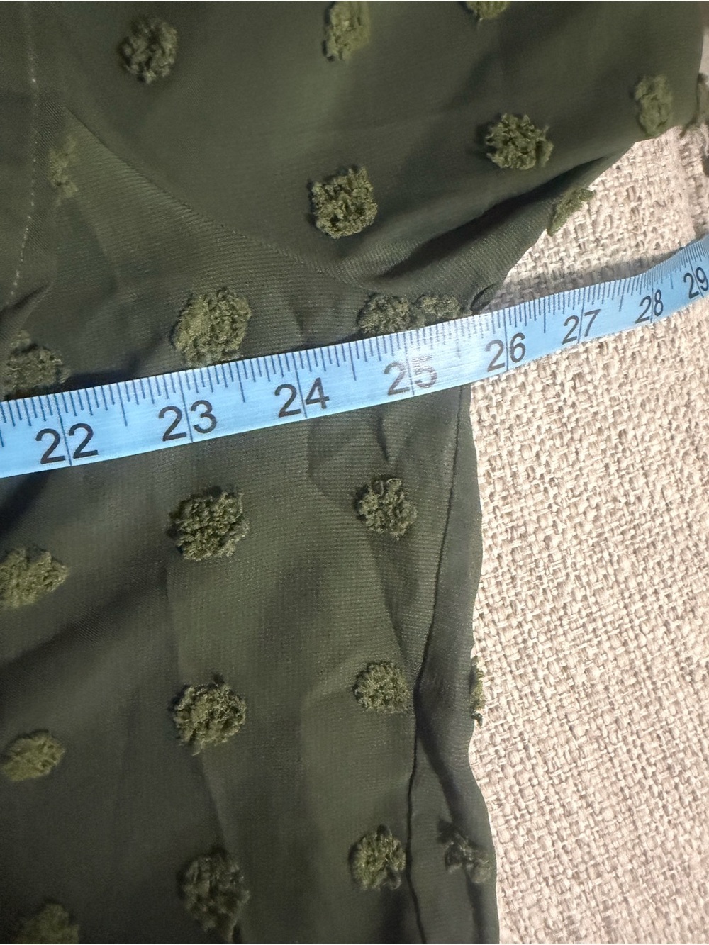 Chic Soul Olive Green Ruffle Blouse 2X Plus Size Swiss Dot V Neck - Picture 9 of 11